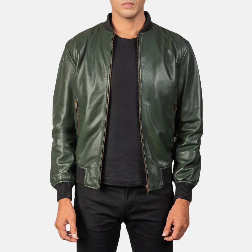 Men's Bold Profile Bomber Leather Jacket