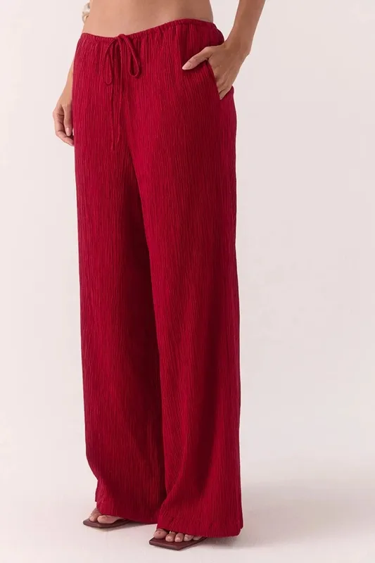 Raspberry Straight-Leg Pants