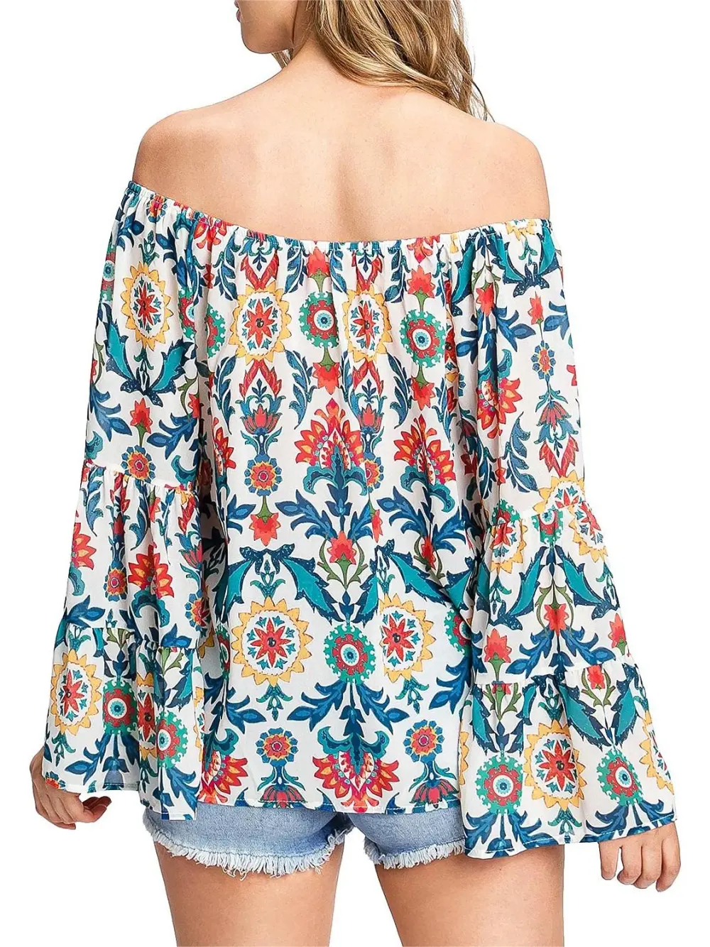 Off Shoulder Bell Sleeve Blouse