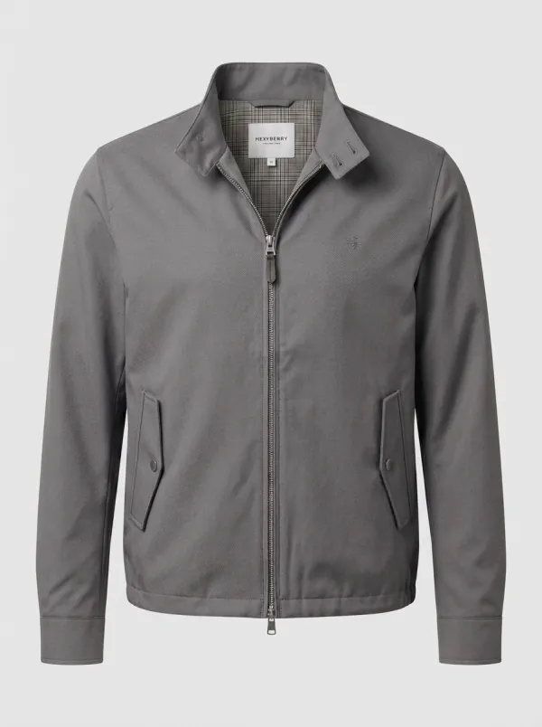Men's Casual Plaid Lining Zip-up Harrington Jacket