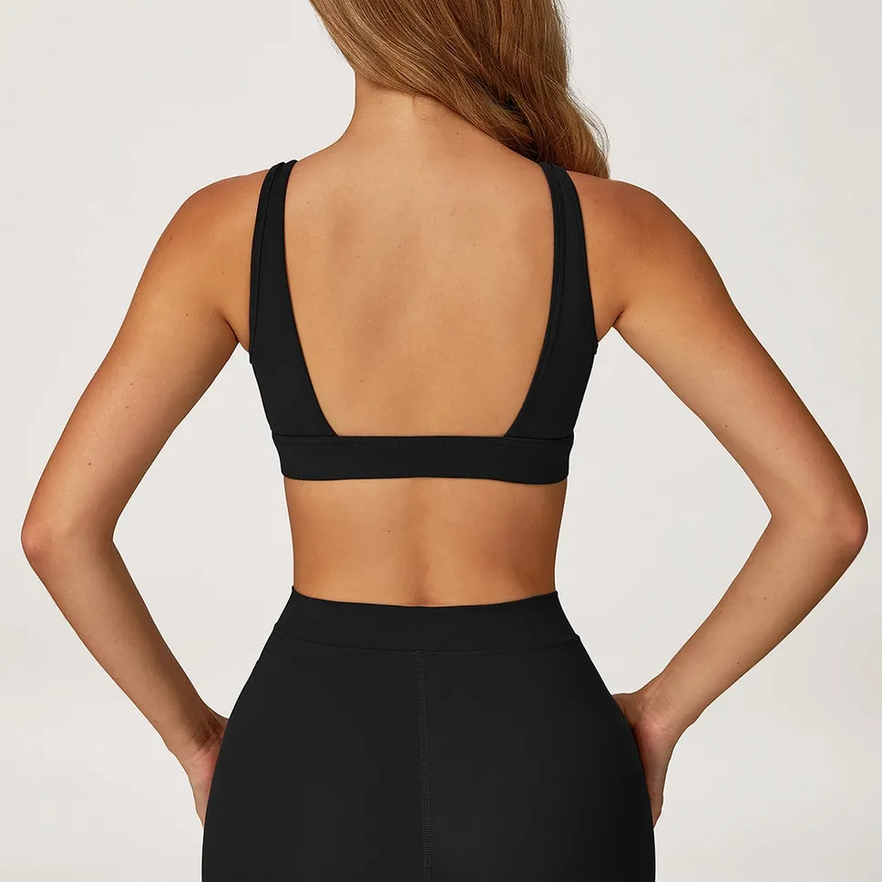 Deep V-Neck Sports Bra