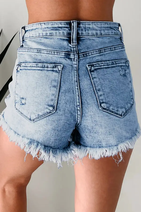 Distressed Acid Wash Denim Hot Shorts