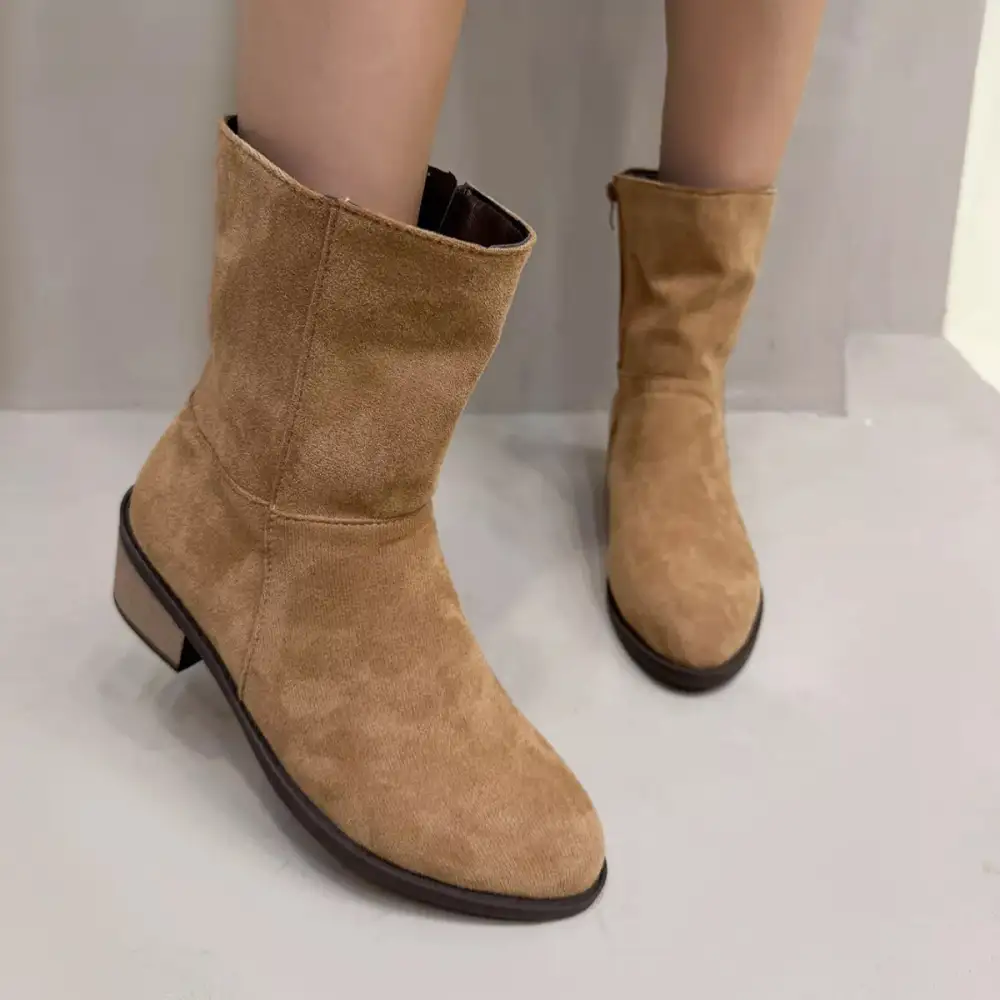 Round Toe Block Heel Ankle Boots