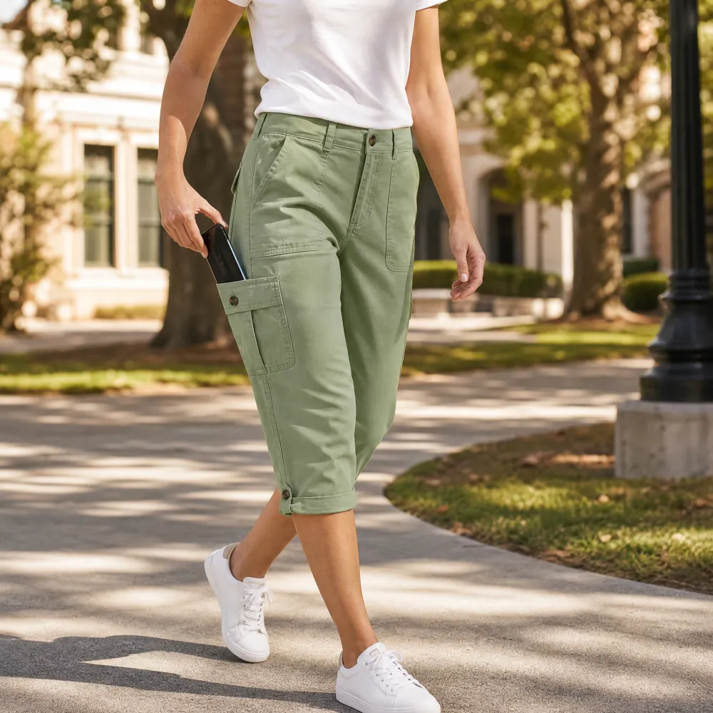 Comfortable Stretch Capri with Pockets Pants