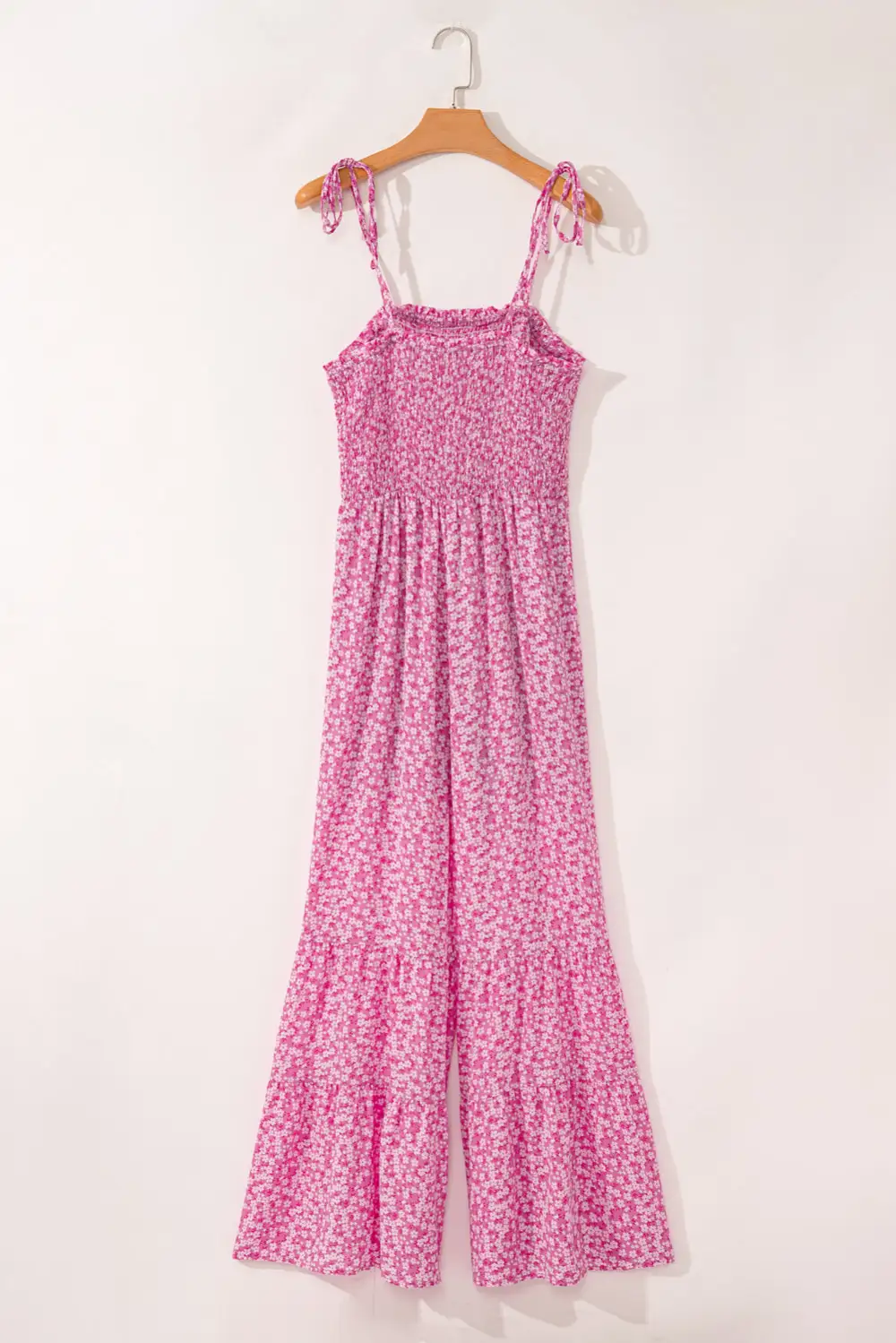 Thin Straps Smocked Bodice Wide Leg Accessory
