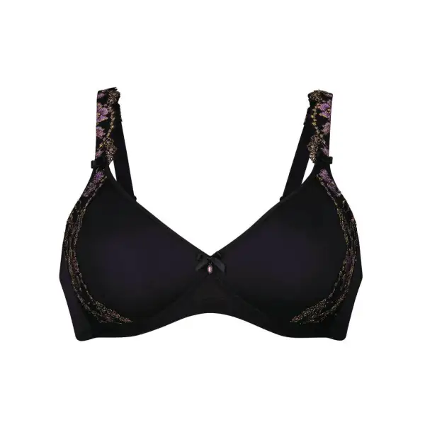 Women's Wireless Spacer Floral Lace Triangle Floral Detail Deep Neckline Breathable Bra