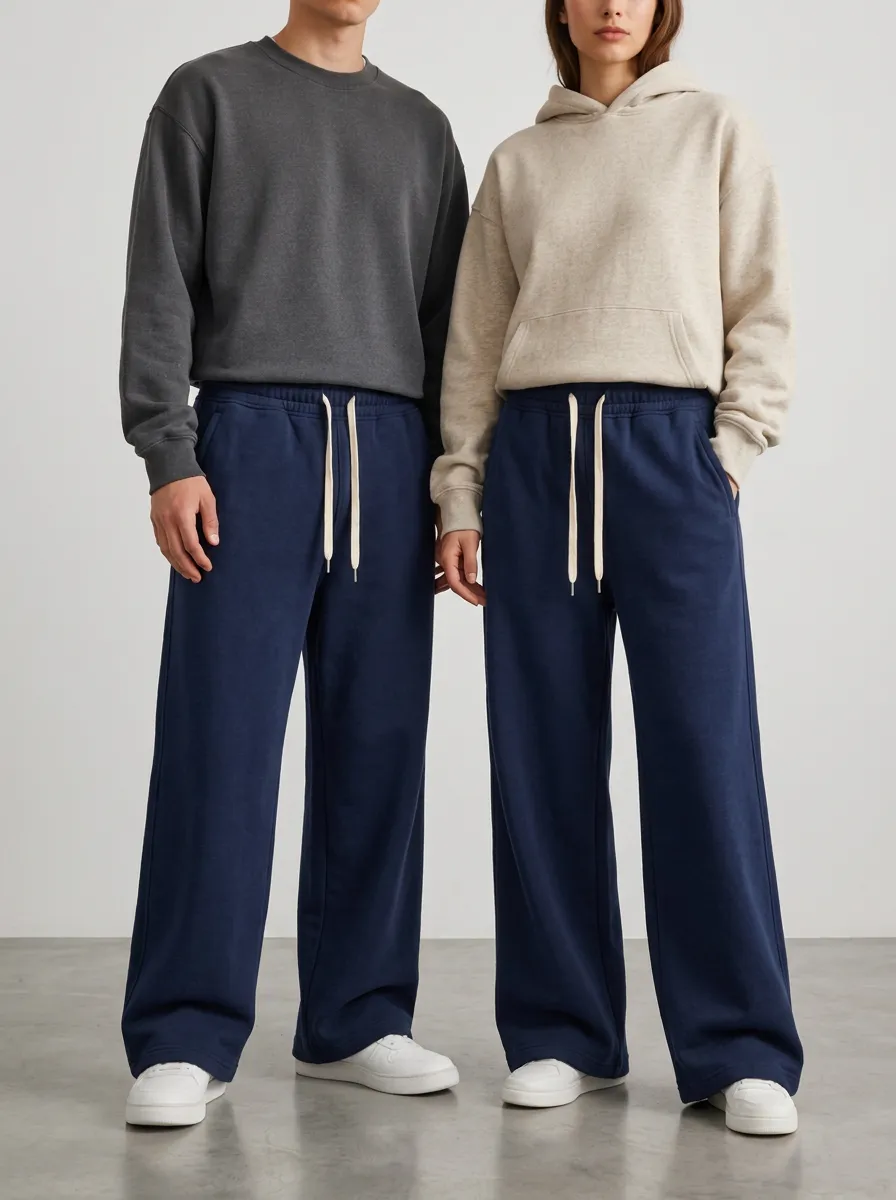 Unisex Lightweight Wide-Leg Drawstring Sport Pants