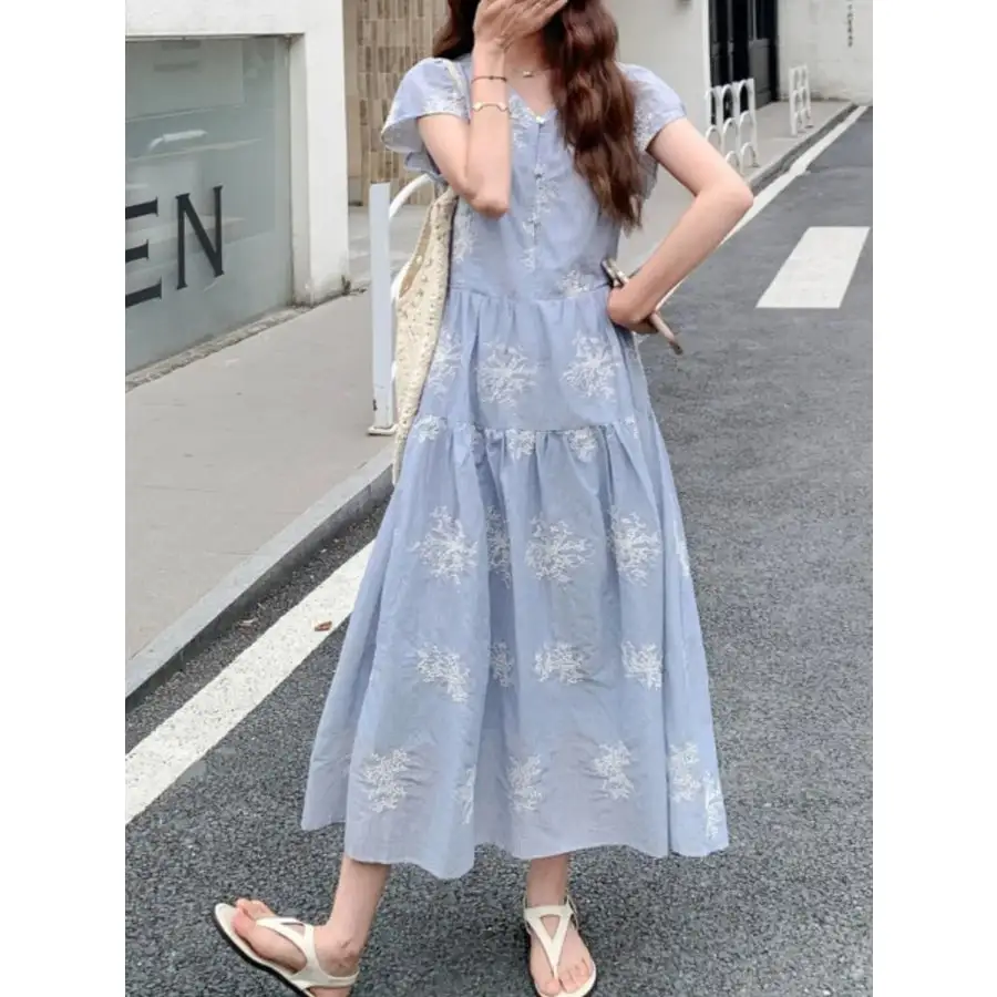 Tiered Cap Sleeve Midi Dress