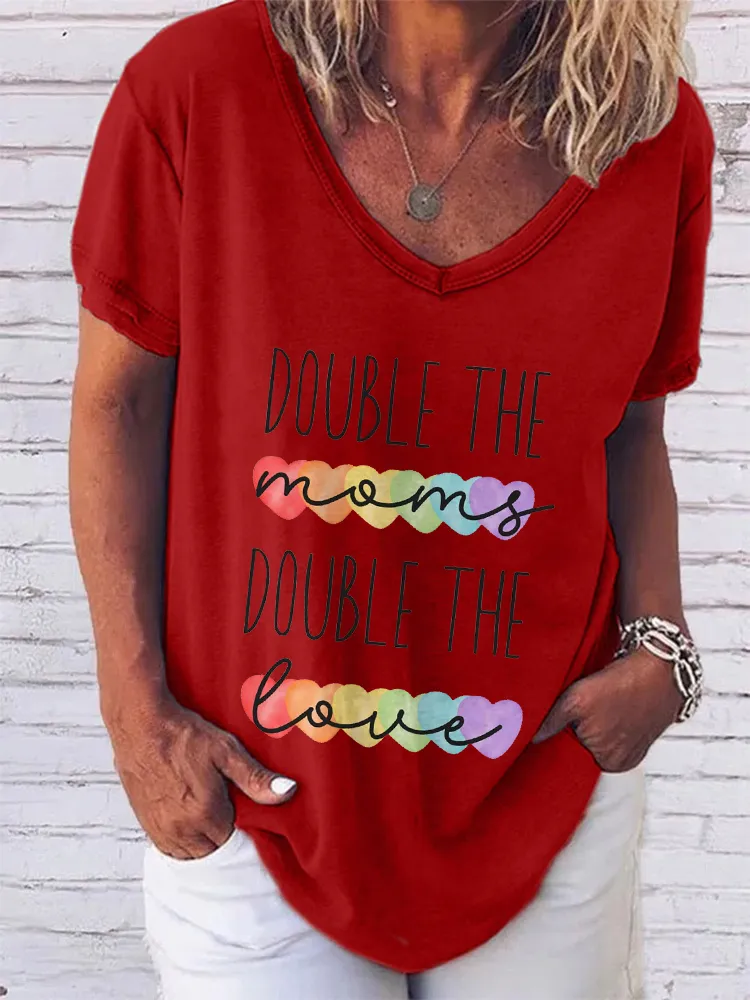 Double The Love V-Neck Short-Sleeved T-Shirts