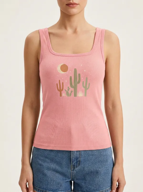 Cactus Moon Built-In Bra Tank Top