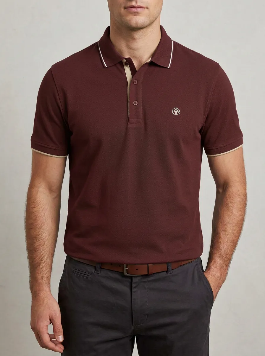 Men's Classic Comfort Geometric Logo Printed Polo Shirt