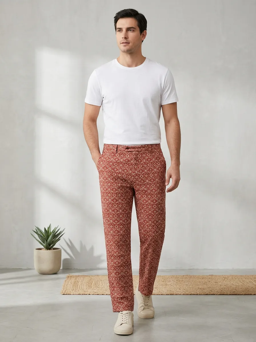 Men's Printed Boho Geometric Pants