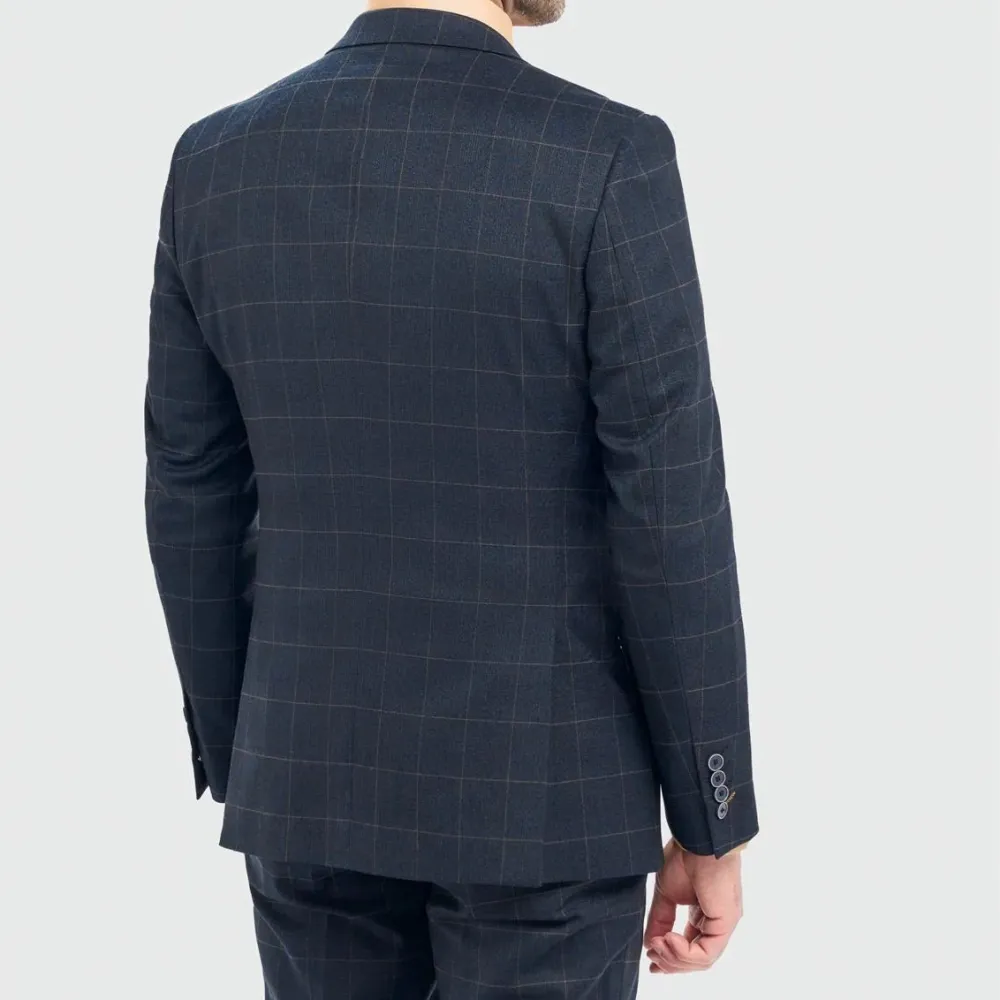 Men S Navy Check Tailored
