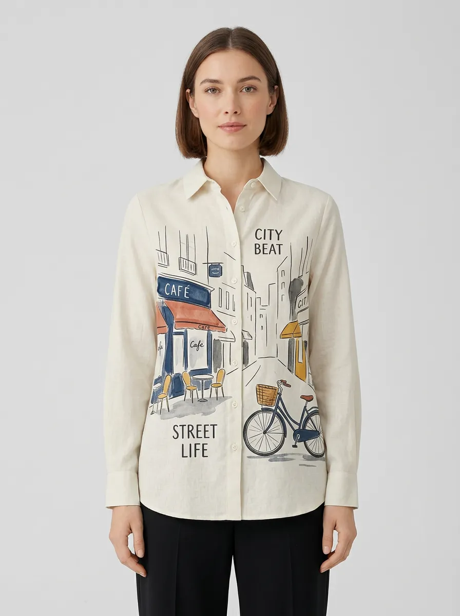 Women's City Beat Street Life Bicycle Cafe Graphic Shirt Tank Top