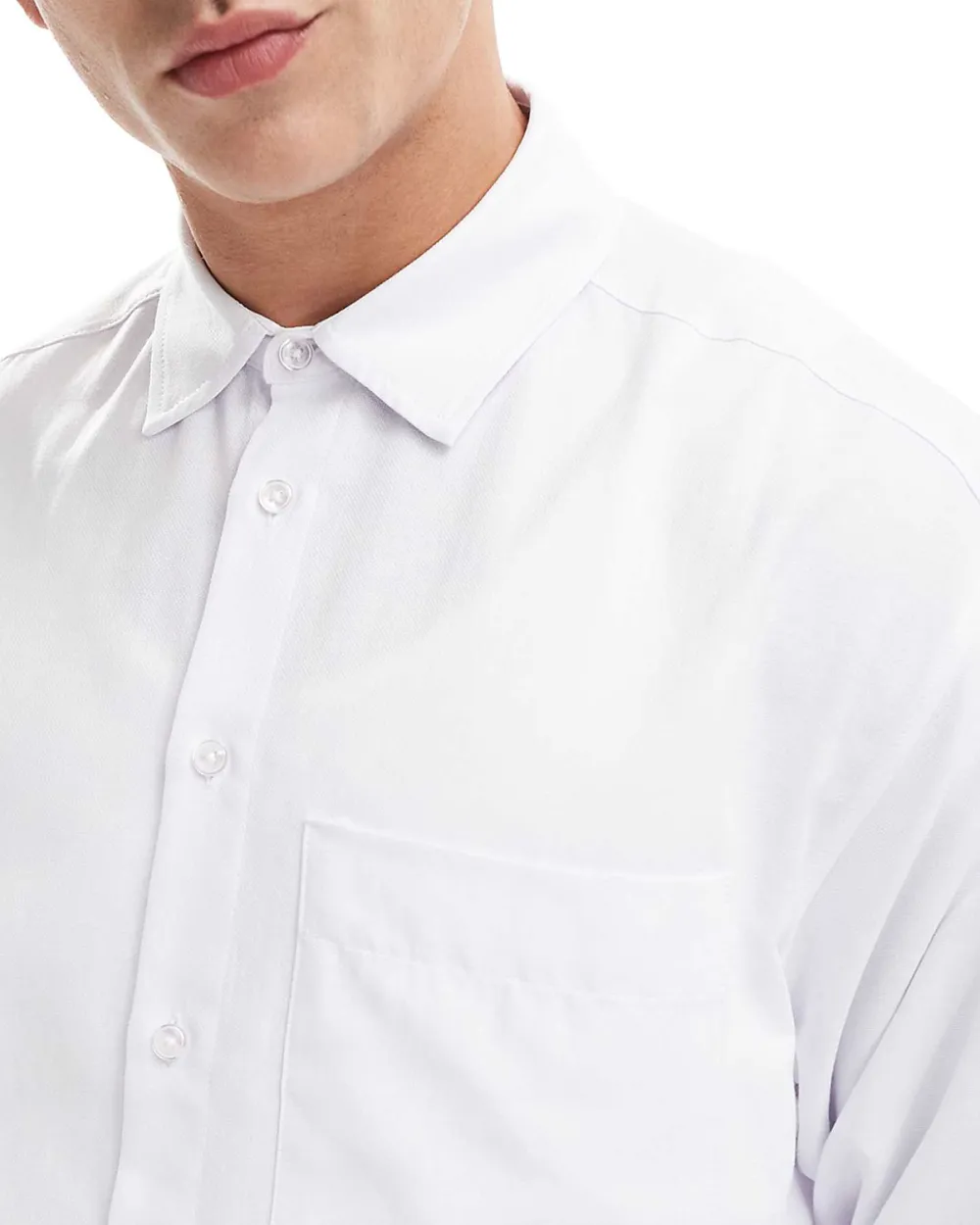 Oversized Oxford Shirt With Pocket In White