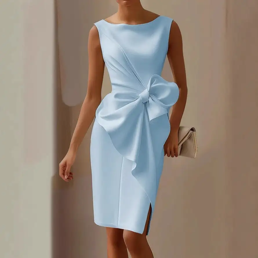  Cocktail Midi Dress Side Bow