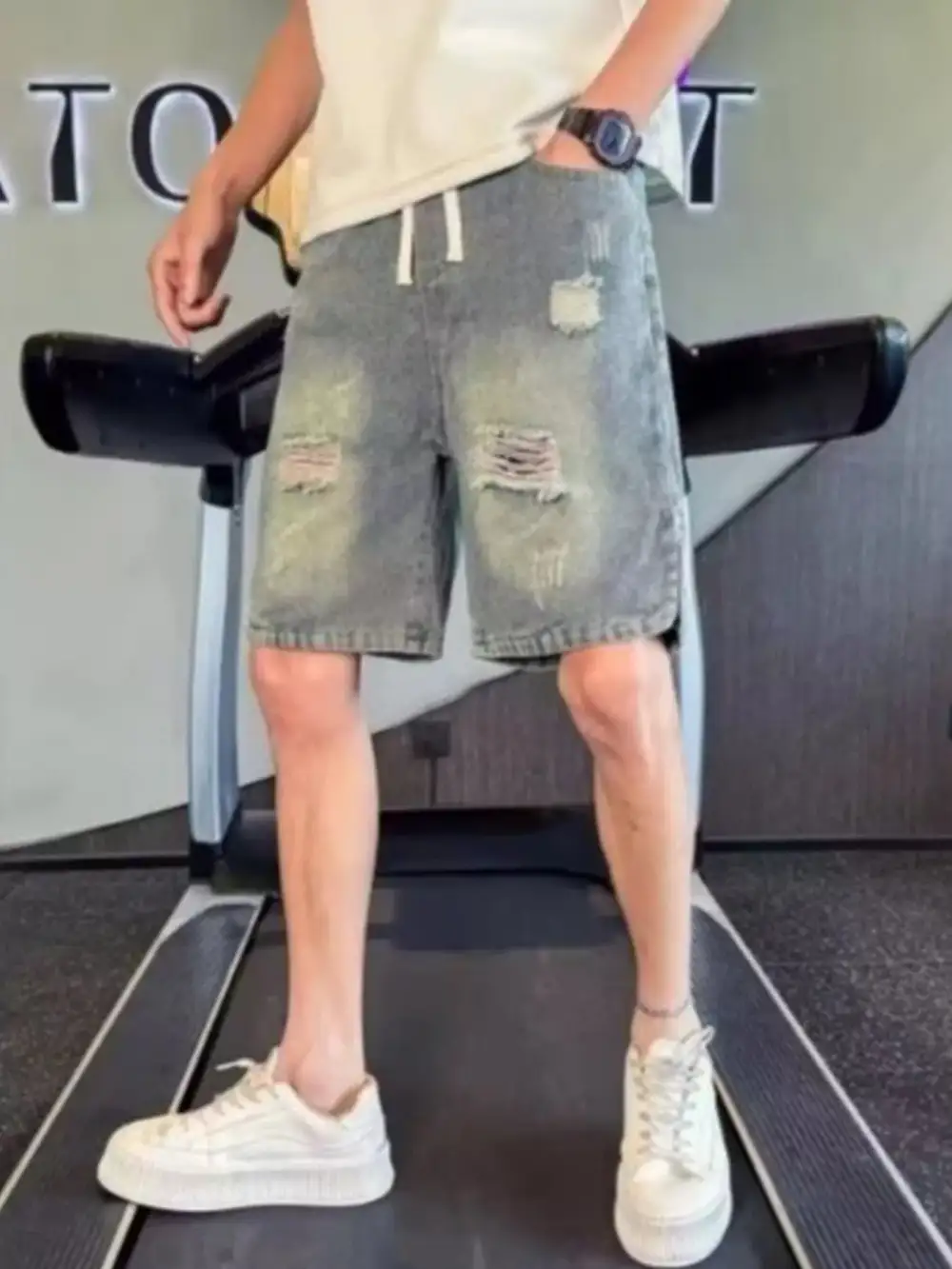Refined Men's Full Size Distressed Denim Shorts Plus Size