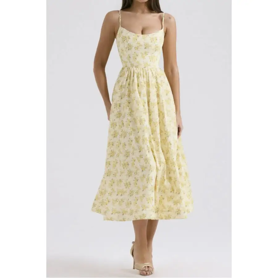Modern Print Spaghetti Strap Midi Dress