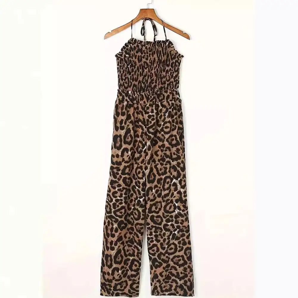 Elegance Printed Halter-Neck Evening Jumpsuit