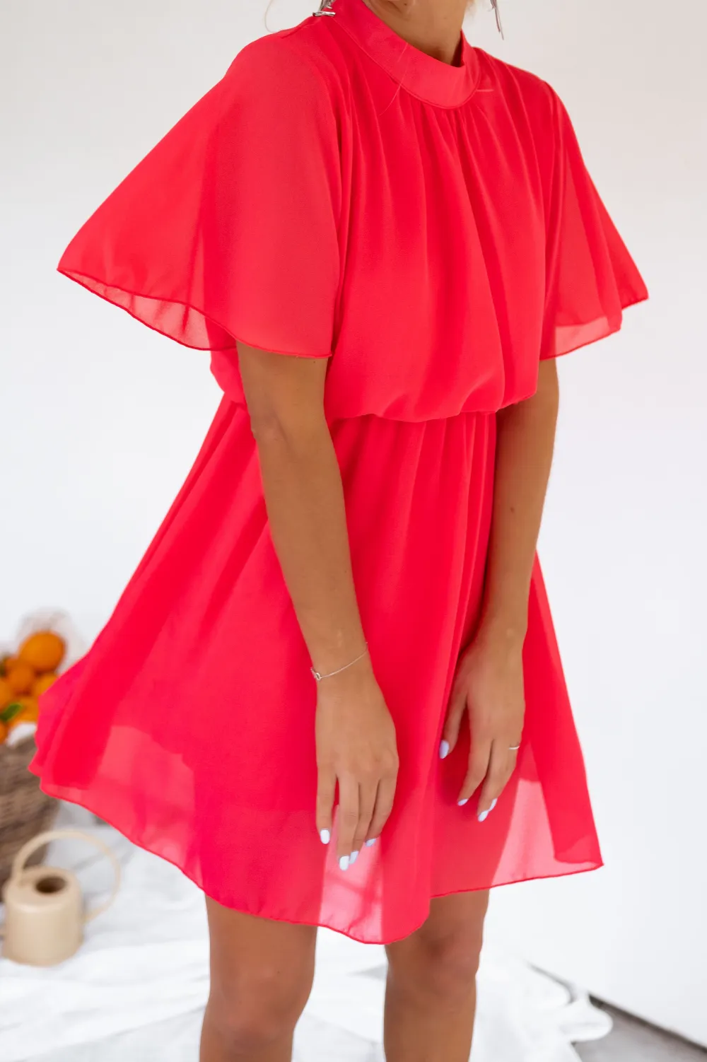 Cinched Waist Flowing Mini Dress