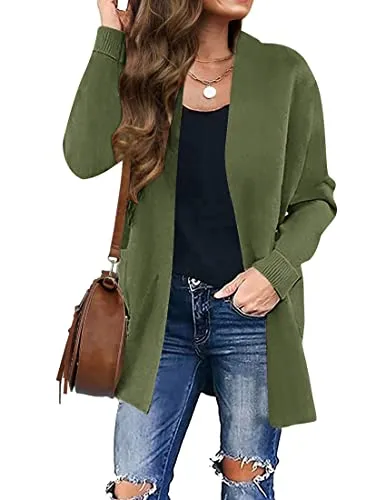 Women's Long Sleeves Open Front Leopard Print Knitted Sweater Cardigan Coat Outwear
