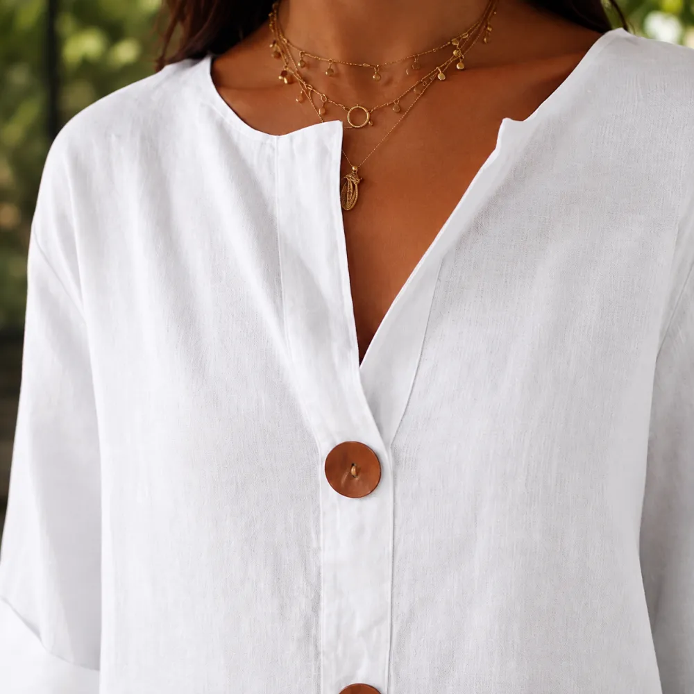 V-Neck Relaxed Split-Neck Blouse