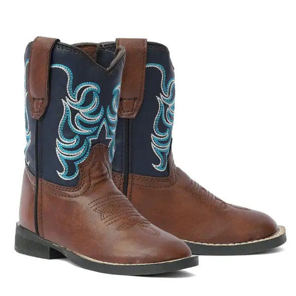 Washed Men's Denim Boots With Pull On
