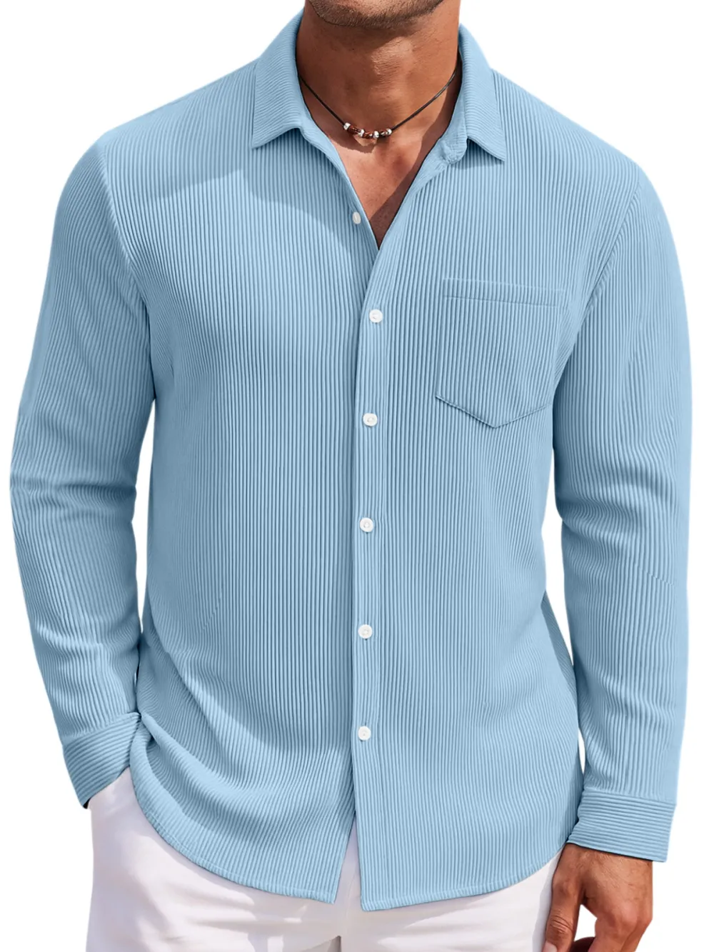 Long Sleeve Open Collar Shirt