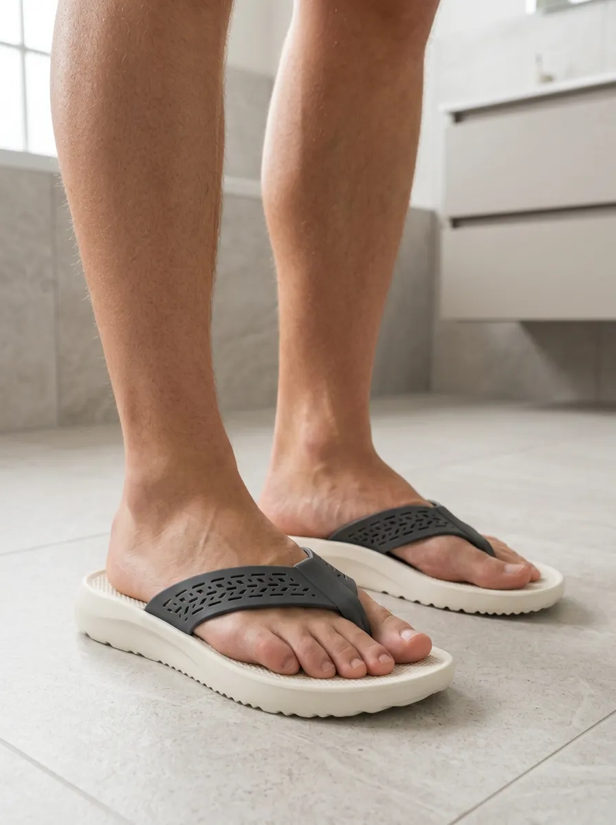 Men's Casual Summer Geometric Cutout Printed Flip Flops