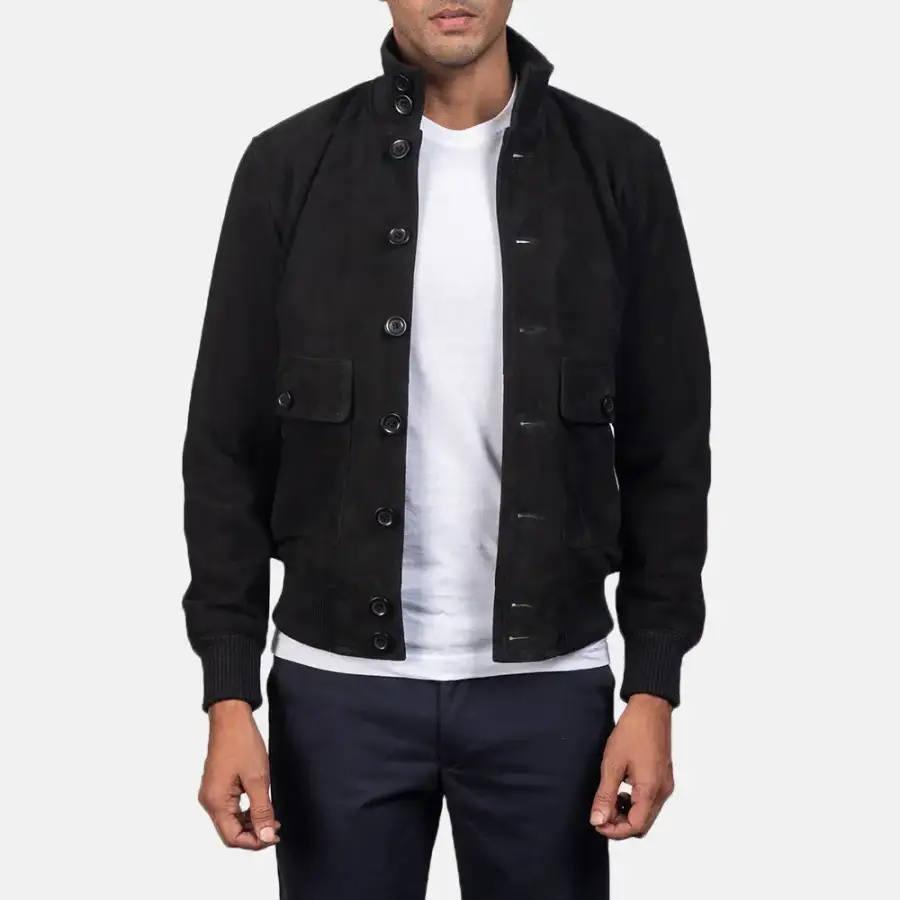 Men's Utility Bomber Suede Jacket