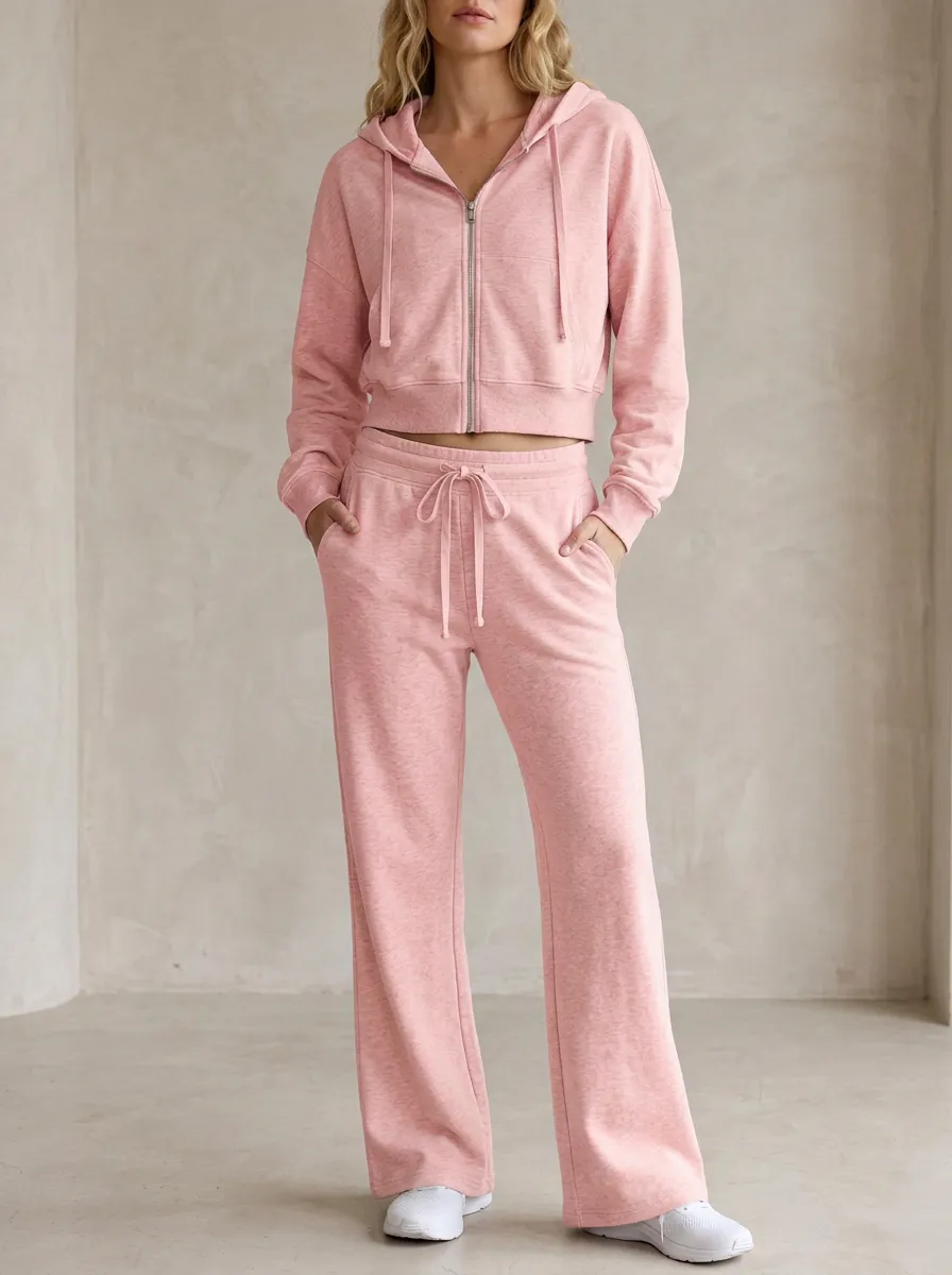 Women's Heritage Inspired Sport Inspired Cropped Hooded Jacket and Flare Pants Active Set