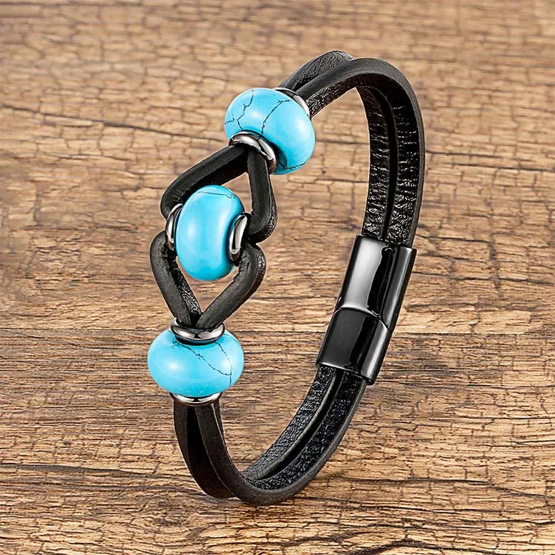 Amethyst Crystal Stone Double Leather Relieves Stress Bracelet