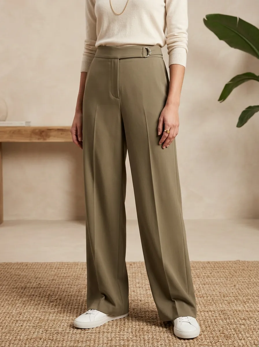 Tailored Relaxed Draped Women's Wide-Leg Trousers