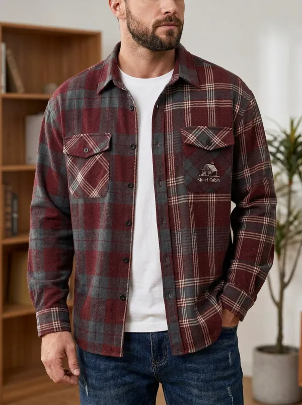 Twin Pocket Graphic Detail Plaid Shirt