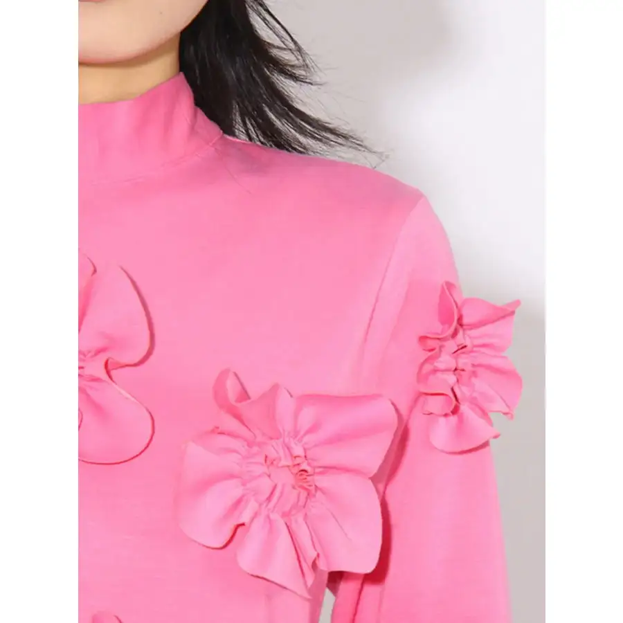 Floral Applique Long Sleeve Maxi Dress