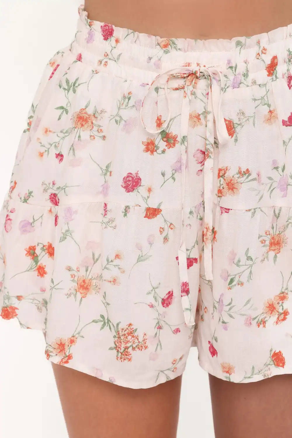 Cotton Floral Print High Waist Casual Shorts