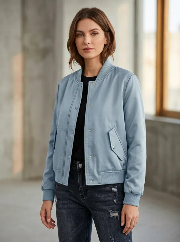 Classic Bomber Denim-Style Women's Casual Jacket
