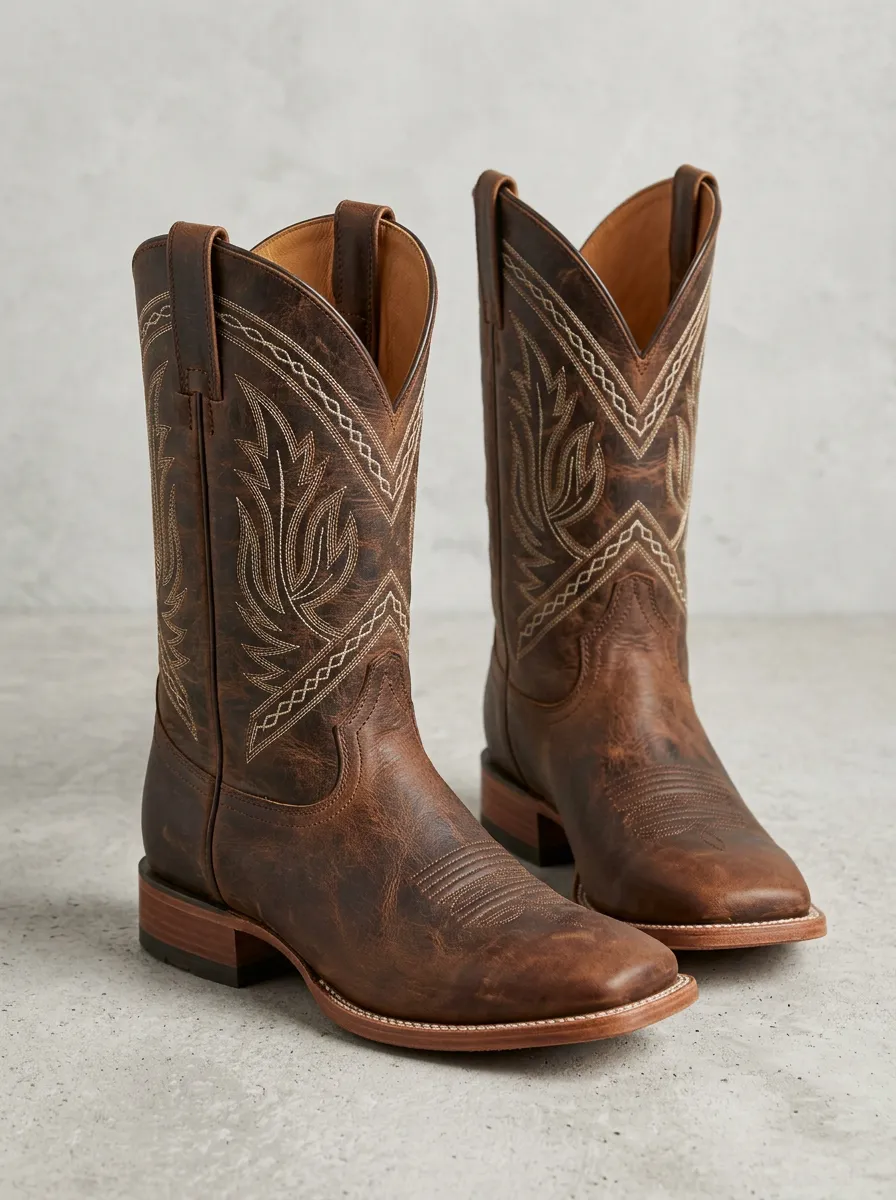 Traditional Embroidered Distressed Everyday Western Boots