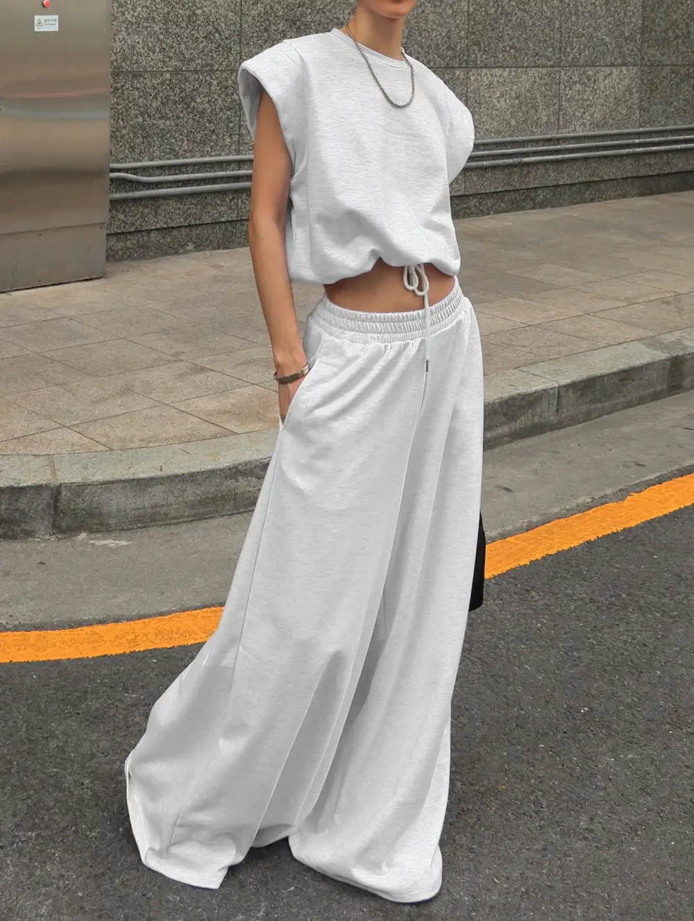 Sleeveless Vest Wide Pants Set