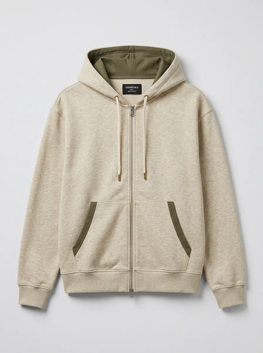 Everyday Zip-Up Minimalist Contrast Detail Edit Men's Hoodie