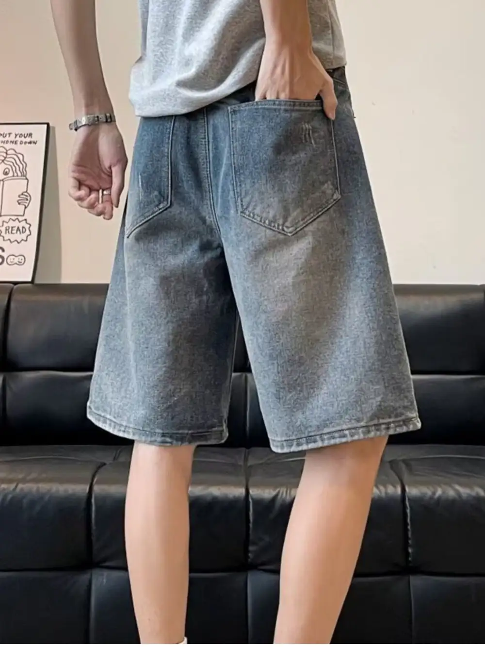 Refined Men's Full Size Ripped Wide Leg Denim Shorts