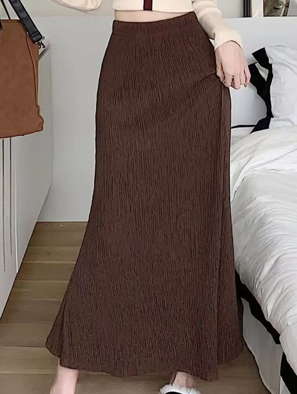 Ruched Mermaid Midi Skirt