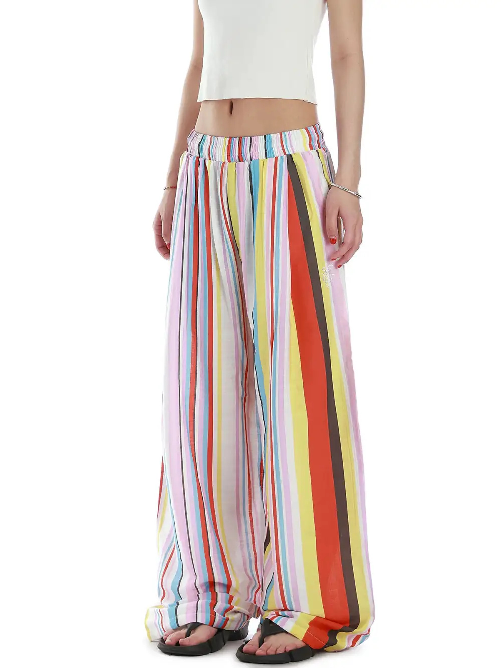 Wide-Leg Plaid Pants