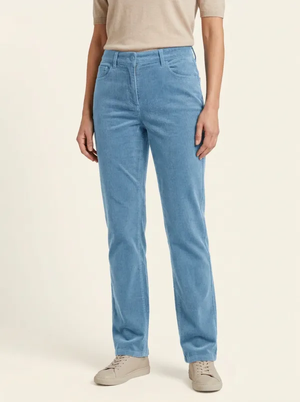 Women's Five-Pocket Ankle-Length Straight-Leg Corduroy Pants
