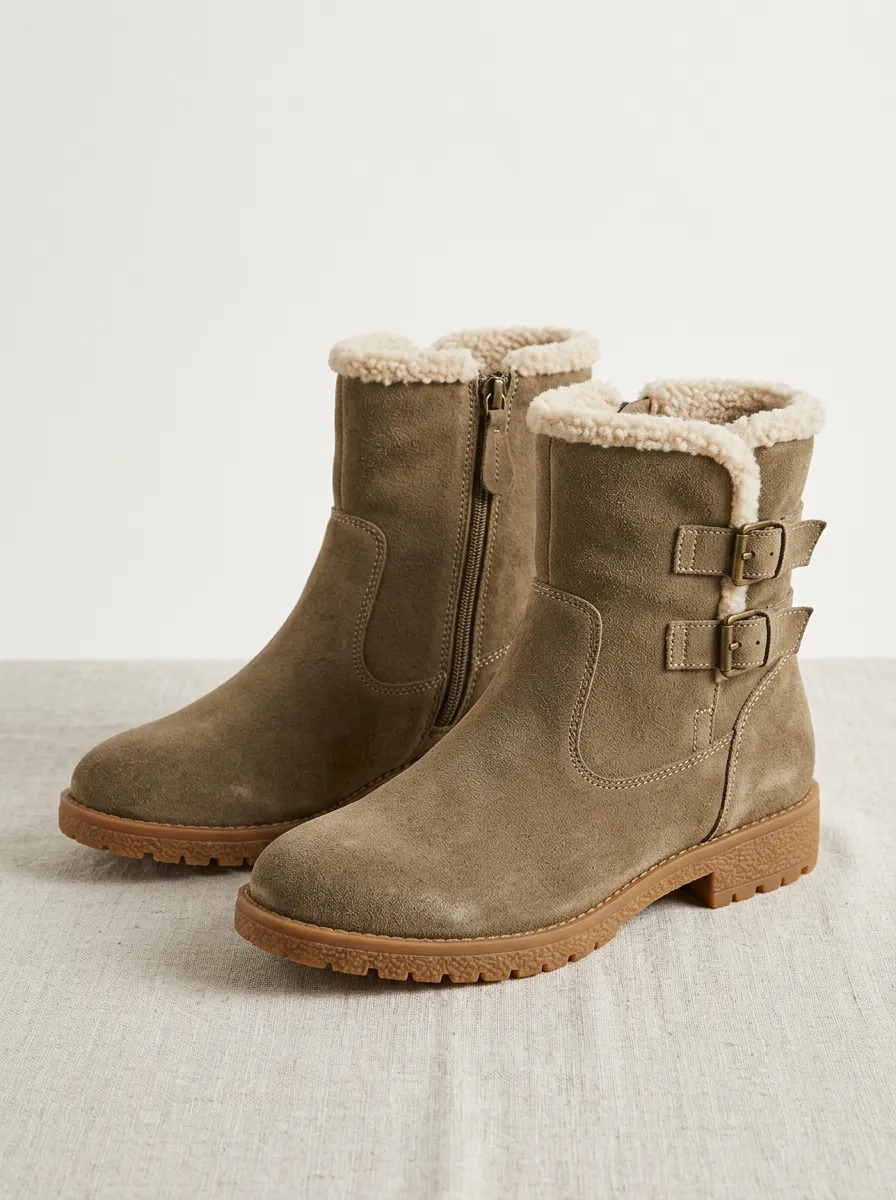 Heritage Suede Look Faux Fur Lined Lifestyle Look Unisex Warm Boots