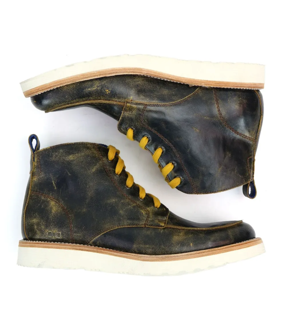 Apron-Toe Lace-Up Distressed Work Boots