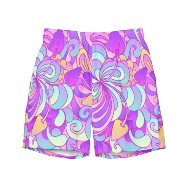 Drawcord Abstract Print Swim Trunks