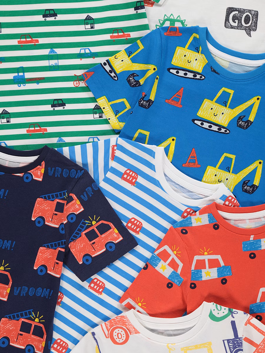 Bright Vehicle Short Pyjamas 7 Pack detail 1