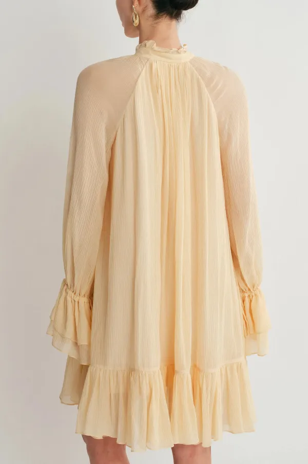 Ruffled Silk Crepe Midi Dress