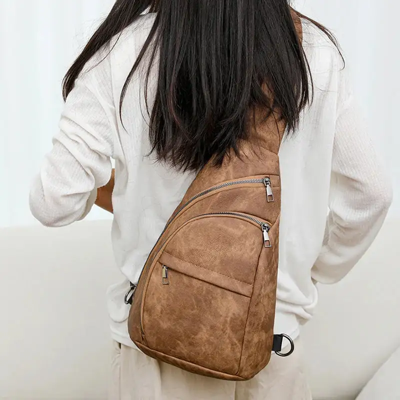 Effortless Everyday Tan Leather Sling Backpack